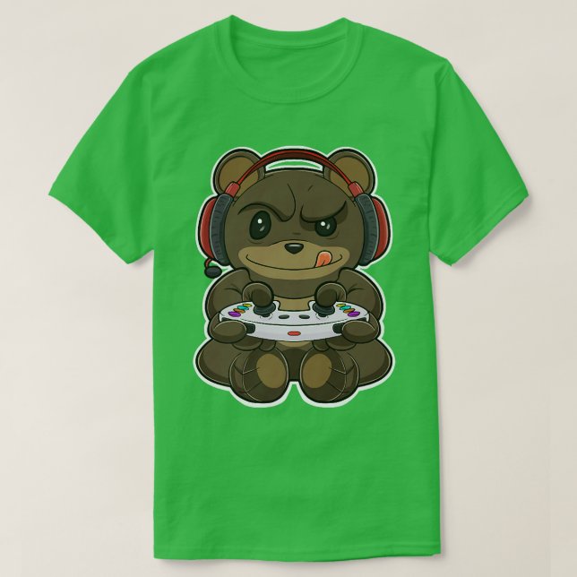 Camiseta Oso Con Gaming Controller I Divertido Gaming I Gam (Diseño del anverso)