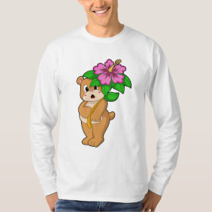 Camiseta Oso con hibiscus flor