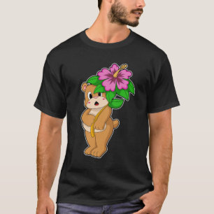 Camiseta Oso con hibiscus flor