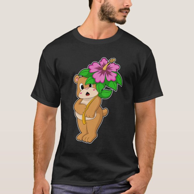 Camiseta Oso con hibiscus flor (Anverso)