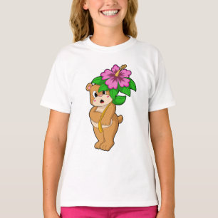 Camiseta Oso con hibiscus flor