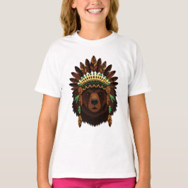 Camiseta Oso con tocado indio
