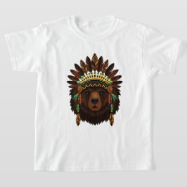 Camiseta Oso con tocado indio