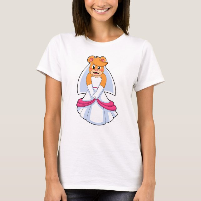 Camiseta Oso con vestido Boda y velo (Anverso)
