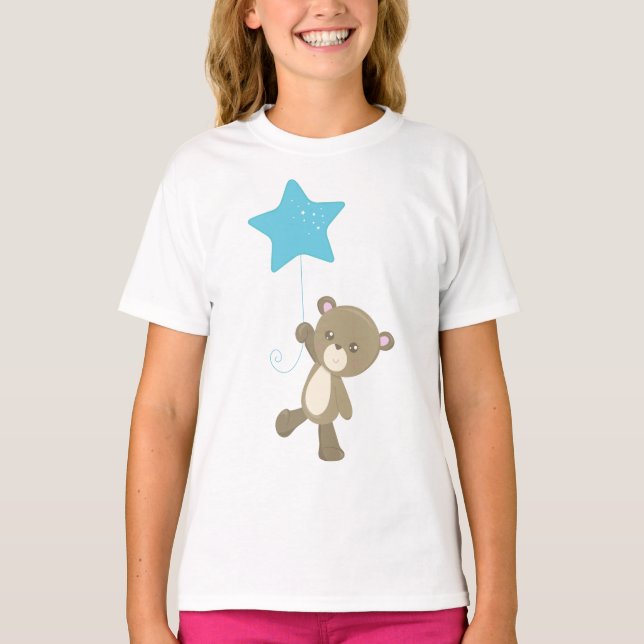 Camiseta Oso Cubierto, Oso Con Globo, Oso Pequeño, Estrella (Anverso)