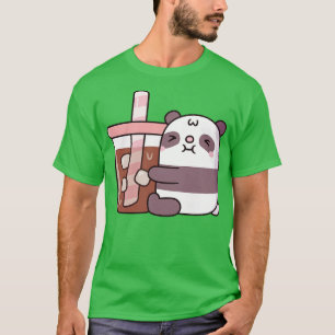 Camiseta Oso Cute Chubby Panda Abrazando café helado