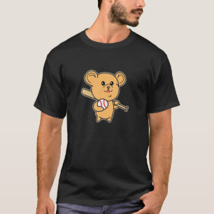 Camiseta Oso Cuto De Béisbol Personalizado Minimalista Kawa