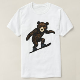 Camiseta Oso Cuto Haciendo Snowboard
