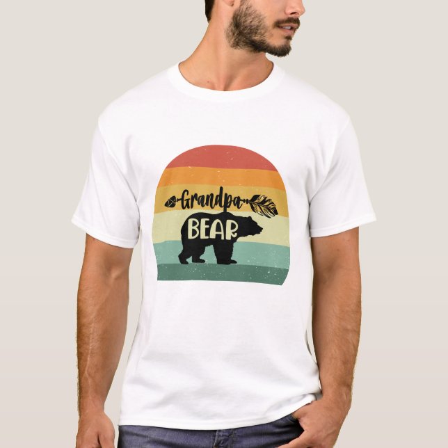 Camiseta Oso de abuelo retro de puesta de sol (Anverso)