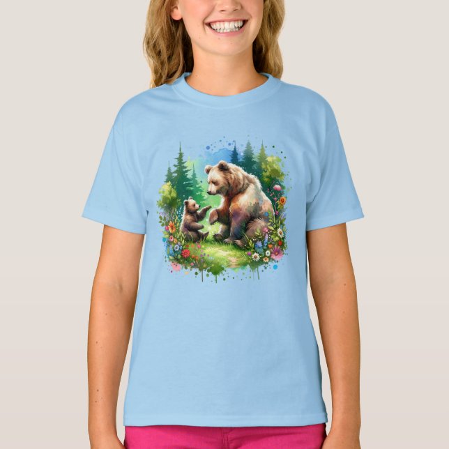Camiseta Oso de acuarela y cubo (Anverso)