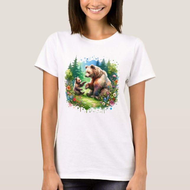 Camiseta Oso de acuarela y cubo (Anverso)