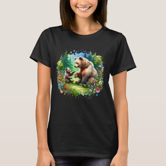 Camiseta Oso de acuarela y cubo (Anverso)