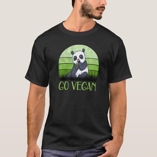 Camiseta Oso de bambú Go Vegan Vegetariano (Anverso)