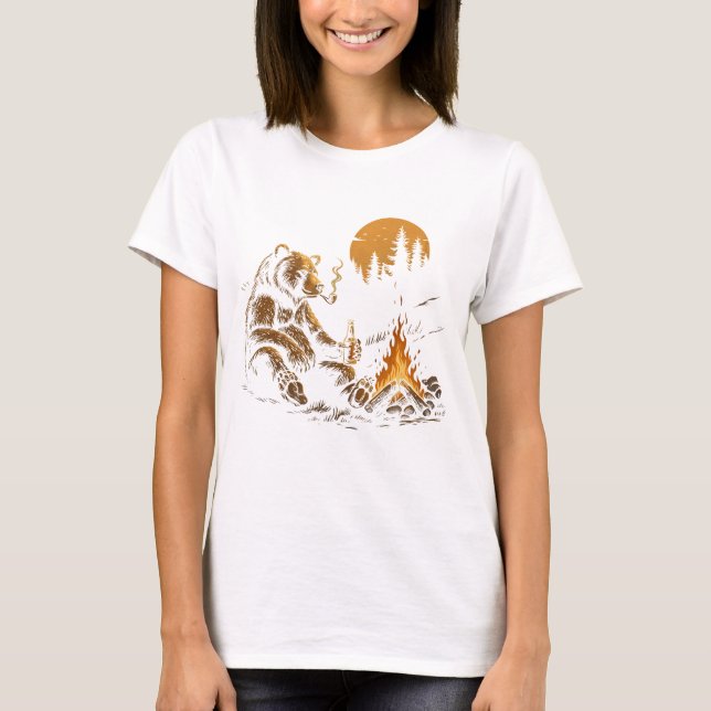 Camiseta Oso de camping, animal de senderismo al aire libre (Anverso)