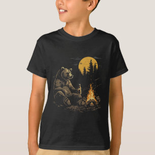 Camiseta Oso de camping bebiendo cerveza senderismo natural
