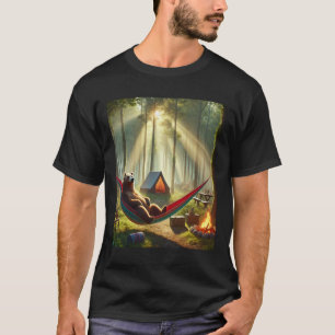 Camiseta Oso de camping en la naturaleza - Hamaca relajada