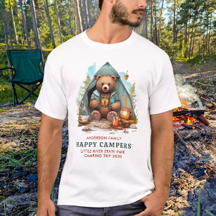 Camiseta Oso de camping personalizado feliz viaje de campin