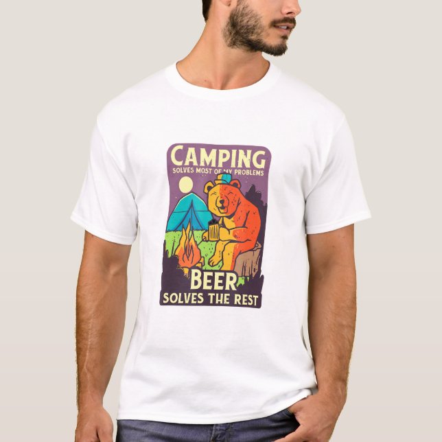 Camiseta Oso de cerveza de camping (Anverso)