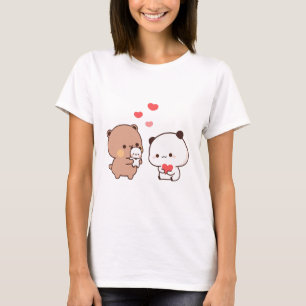 Camiseta Oso de chibi panda, leche y amor de corazón de moc
