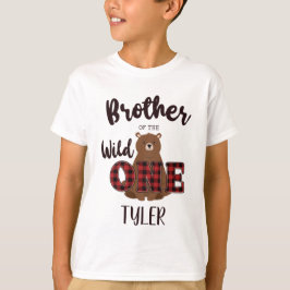 Camiseta Oso de Cuadros Salvaje HERMANO del Cumpleañero