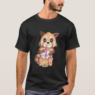 Camiseta Oso de gato rojo, divertido, té de burbuja de Boba
