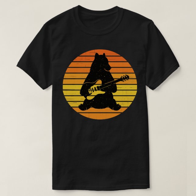 Camiseta Oso de guitarra retro (Diseño del anverso)