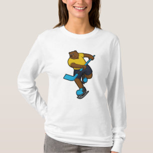 Camiseta Oso de hockey sobre hielo con bastón de hockey sob