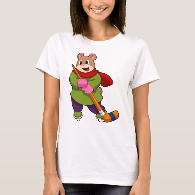 Camiseta Oso de hockey sobre hielo con bastón de hockey sob (Anverso)