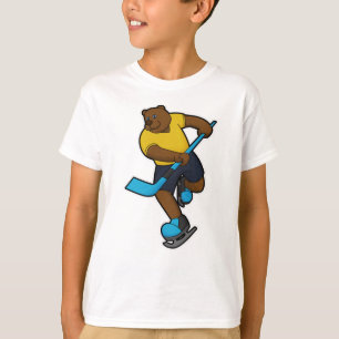Camiseta Oso de hockey sobre hielo con bastón de hockey sob