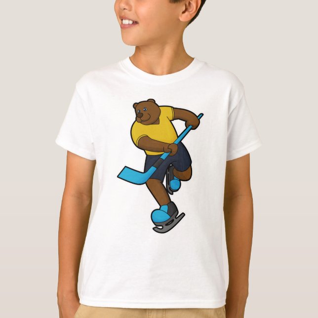 Camiseta Oso de hockey sobre hielo con bastón de hockey sob (Anverso)