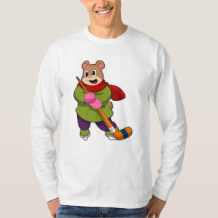 Camiseta Oso de hockey sobre hielo con bastón de hockey sob