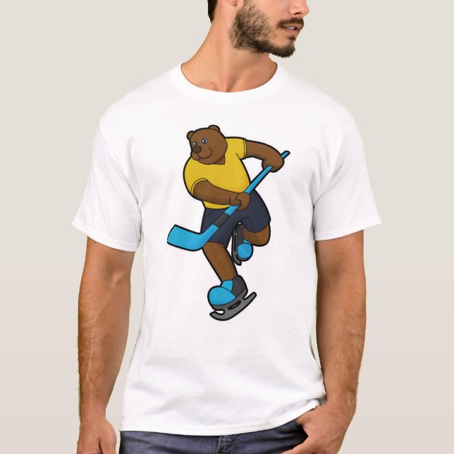 Camiseta Oso de hockey sobre hielo con bastón de hockey sob (Anverso)