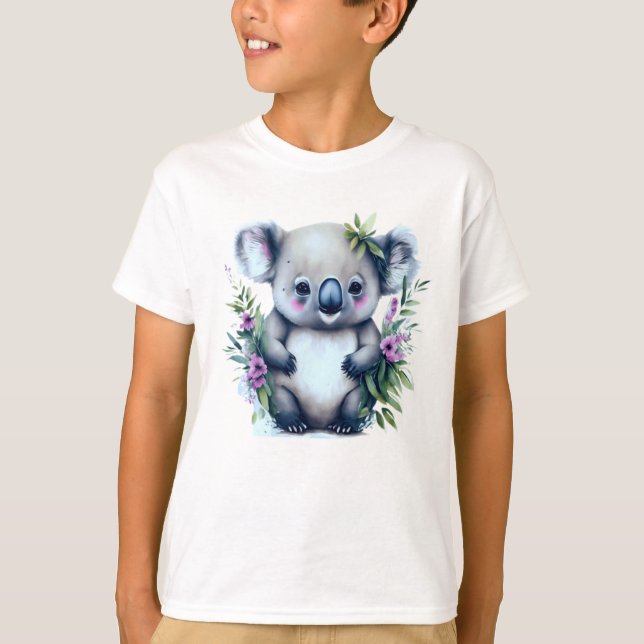 Camiseta Oso de Koala Adorable en un campo de flores (Anverso)
