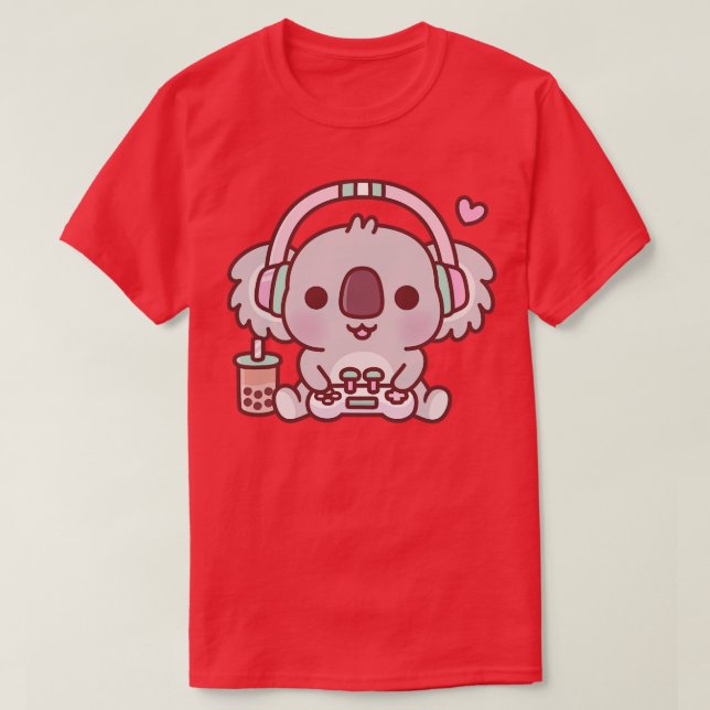 Camiseta Oso De Koala Cuidadoso Con Auriculares Y Consola D (Diseño del anverso)