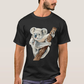 Camiseta Oso De Koala Cuidadoso Y Acuarela Realista Del Beb