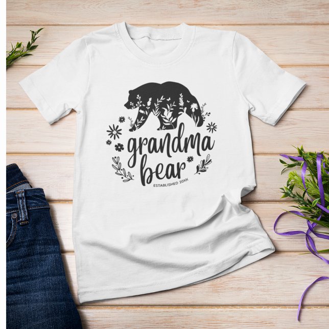 Camiseta Oso de la abuela floral | Regalo para la abuela (Subido por el creador)