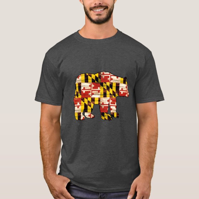 Camiseta Oso de madera de la bandera de Maryland (Anverso)