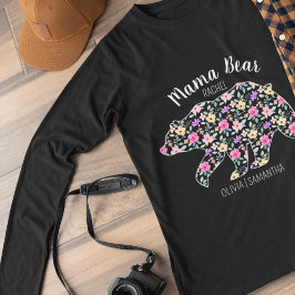 Camiseta Oso de Mamá Personalizado Floral Madre Mamá Mami  