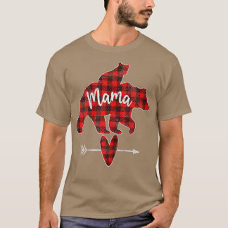 Camiseta Oso de mamá trenzado rojo femenino, búfalo rojo to