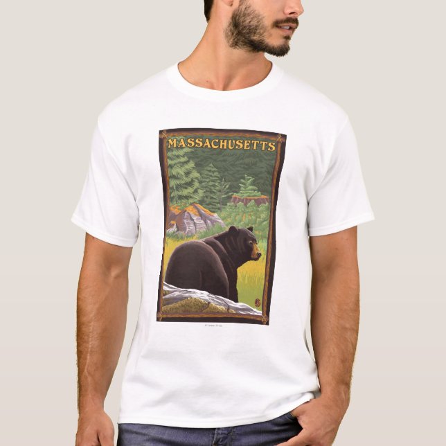 Camiseta Oso de MassachusettsBlack en bosque (Anverso)