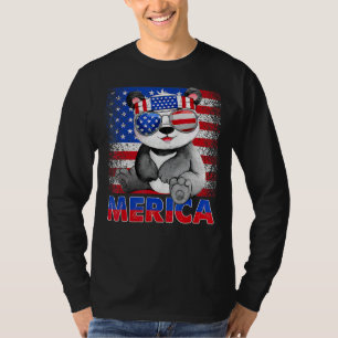 Camiseta Oso De Merica Panda Con Cabeza De Bandera Estadoun