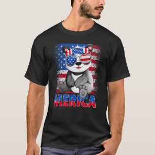 Camiseta Oso De Merica Panda Con Cabeza De Bandera Estadoun