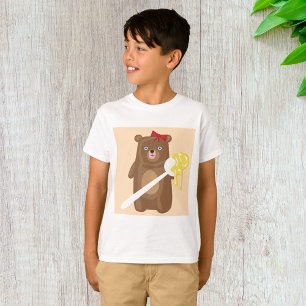 Camiseta Oso de Miel Adorable con Cuchara Y Bow Rojo