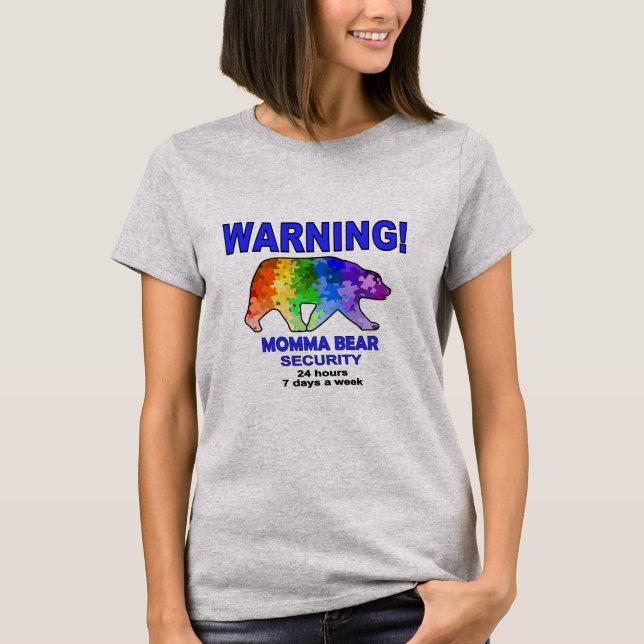 Camiseta Oso de Momma del rompecabezas del arco iris del (Anverso)