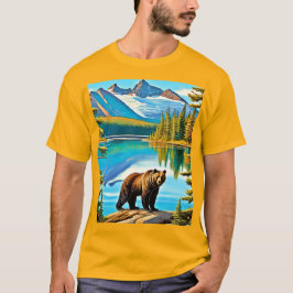 Camiseta Oso de montaña: Arte de reflexión sobre el lago