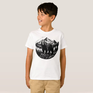 Camiseta Oso de montaña geométrico Silueta