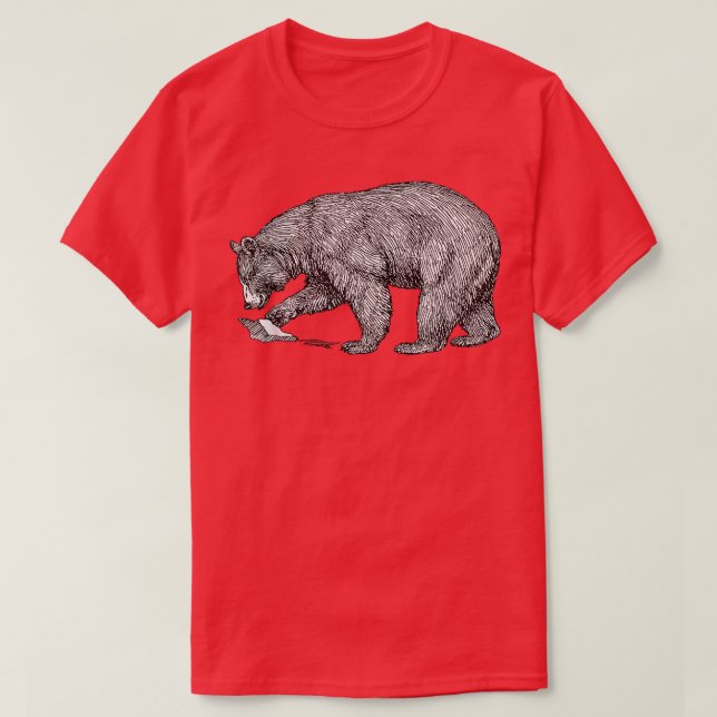 Camiseta Oso De Montaña Negro En El Ilustracion De La Línea (Diseño del anverso)