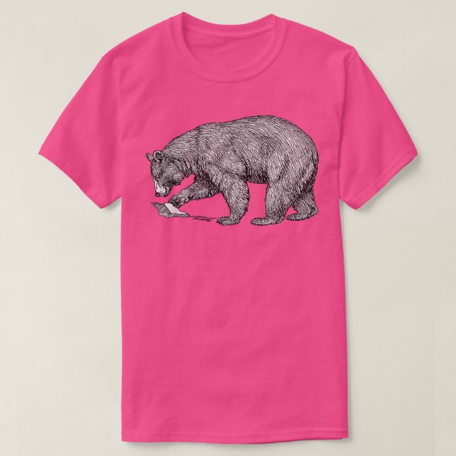 Camiseta Oso De Montaña Negro En El Ilustracion De La Línea (Diseño del anverso)