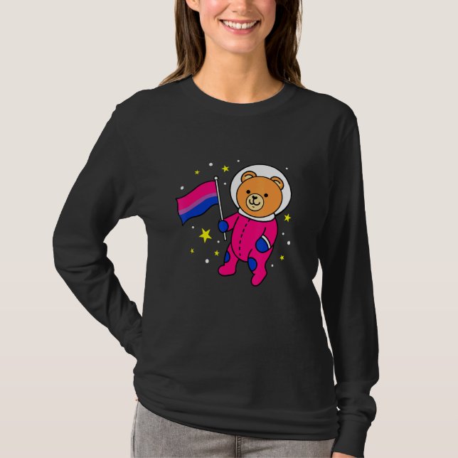 Camiseta Oso De Orgullo Bisexual En El Espacio Bisexual (Anverso)