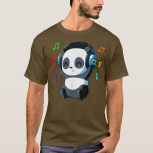 Camiseta Oso de Panda Animal Cute Escuchando Regalo Musical